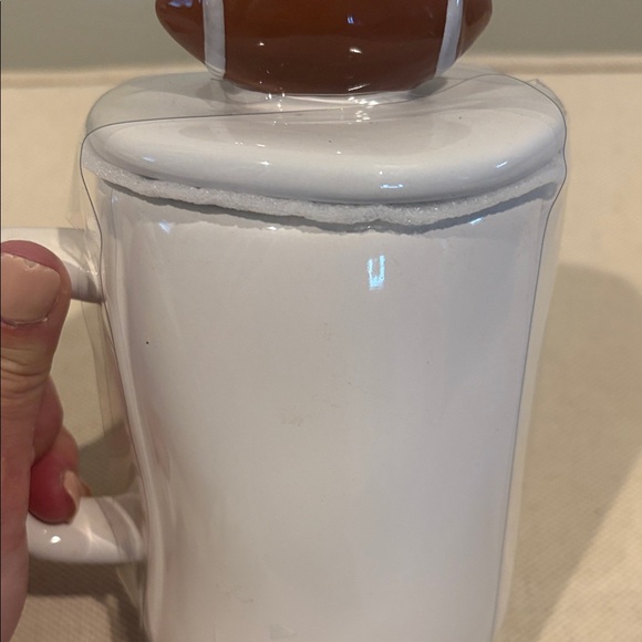 NEW! Rae Dunn White Mug with Brown Football Lid - Picture 4 of 5